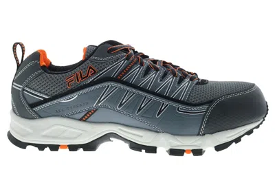 Pre-owned Fila Men's  Memory At Peak Composite Toe Sneakers In Grey/black/orange In Multi