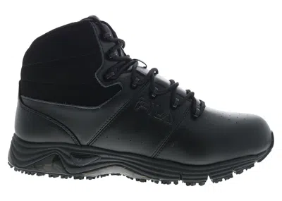 Pre-owned Fila Men's  Memory Breach Slip Resistant Steel Toe Triple Sneakers In Black