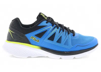 Pre-owned Fila Men's  Memory Speedstride Revo Lime Sneakers In Electric Blue/black In Multi
