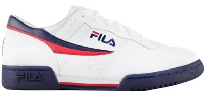 Pre-owned Fila Men's  Original Fitness Navy Red Sneakers In White/ Navy Blue/ Red