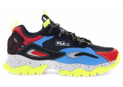 Pre-owned Fila Men's  Ray Tacer Tr 2 Lime Sneakers In Black/red/blue In Multi