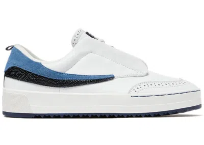 Pre-owned Fila Men's  Sanati Sl Navy Sneakers In White/ Navy/coronet Blue