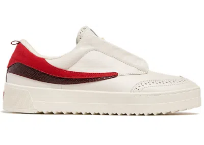 Pre-owned Fila Men's  Sanati Sl Red Sneakers In Gardenia/ Red/syrah