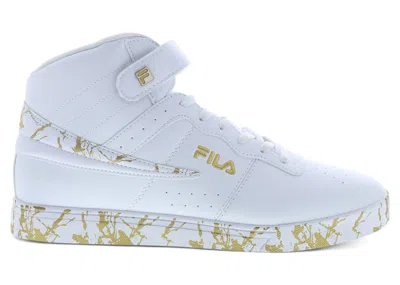 Pre-owned Fila Men's  Vulc 13 Mid Marble Gold Sneakers In White/metallic Gold In Multi
