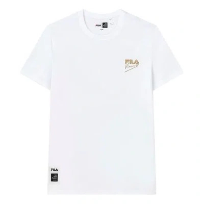 Fila Men's  X Crossover Casual Printing Breathable Knit Short Sleeve White T-shirt