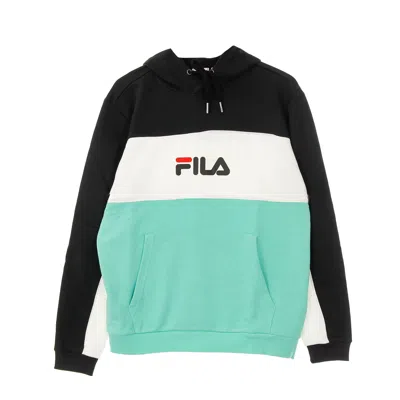 Fila Men's Lightweight Hoodie Analu Blocked Hoody Biscay Green/black/bright White In Multi