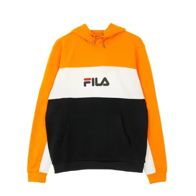 Fila Men's Lightweight Hoodie Analu Blocked Hoody Black/flame Orange/bright White In Multi