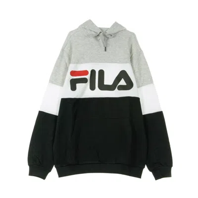 Fila Men's Night Blocked Hoodie Light Gray Melange/black/bright White In Multi