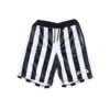 Fila Men's Short Tracksuit Pants Grid Printed Stripe Velor Short Peacoat In Black