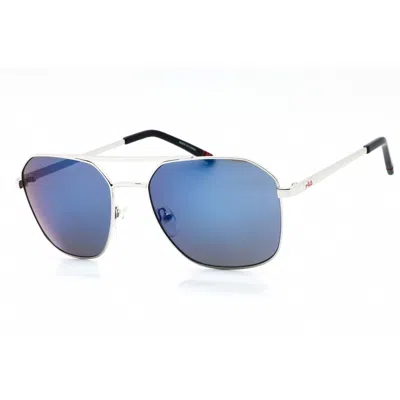 Fila Men's Silver Tone Rectangular Sunglasses Sfi278 In ["silver Tone"]
