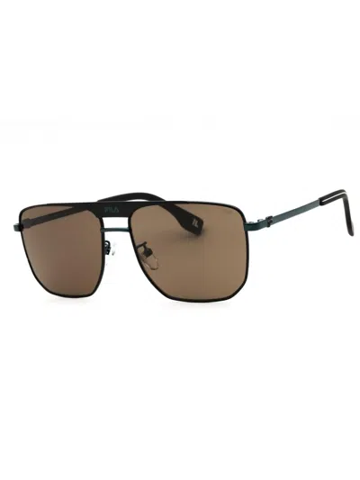 Fila Metal Rectangular Sunglasses For Men - Sfi728 In Brown