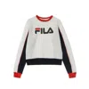 Fila Nuria Women's Crewneck Sweatshirt Color Block Boyfriend White/peacoat In White