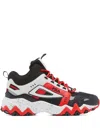 Fila Oakmont Trail Mid "black/glacier Gray/ Red" Sneakers In Black