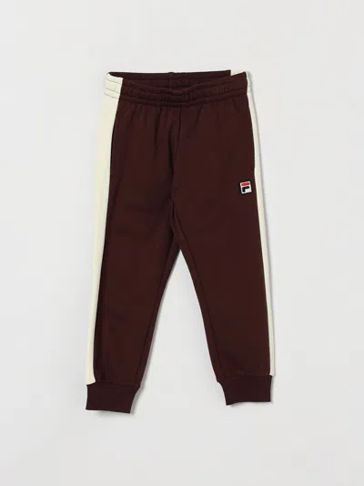 Fila Pants Kids Color Burgundy In Brown