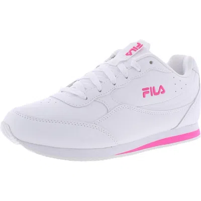 Fila Panzia Womens Faux Leather Lace-up Casual Sneakers In Multi