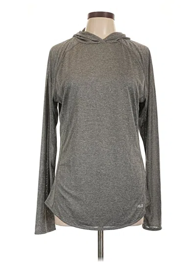 Pre-owned Fila Pullover Hoodie In Gray