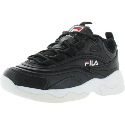 Fila Ray Womens Faux Leather Comfort Insoles Trainers In Black