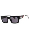 Fila Rectangular Men's Sunglasses In 0700 - Shiny Black/grey