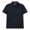 Fila Red Colorblock Logo Short Sleeve Polo Blue In Black