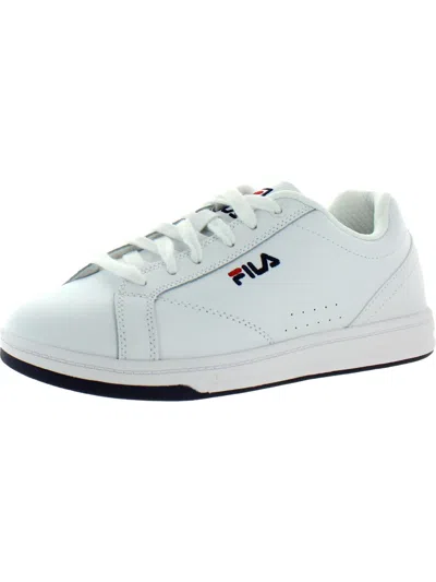 Fila Reunion Womens Leather Logo Sneakers In White