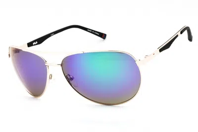 Fila Sf9487 Mirrored Aviator Sunglasses In Gold
