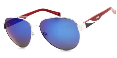 Fila Sfi181 0sil Men's Sunglasses Silver Size 61 In Blue