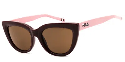 Fila Sfi282 07fq Women's Sunglasses Burgundy Size 55 In Brown