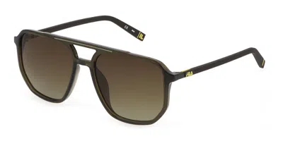 Fila Sfi312 Polarized Z51p Men's Sunglasses Green Size 57