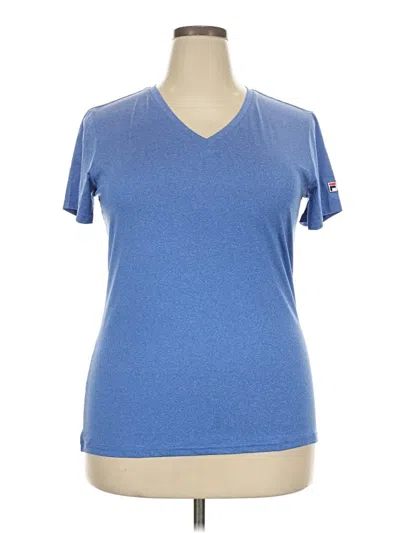 Pre-owned Fila Short Sleeve Top Blue V-neck Tops