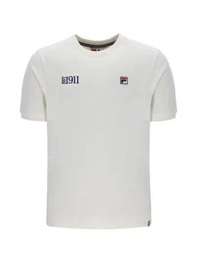 Fila Silvio Logo-patch Embroidered-slogan T-shirt In White