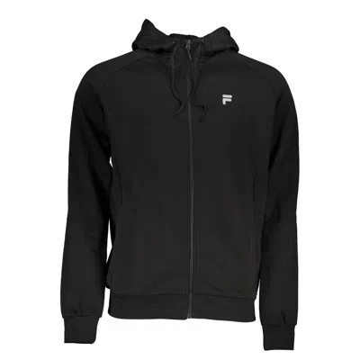 Fila Sleek Hooded Zip-up Sweatshirt In Black