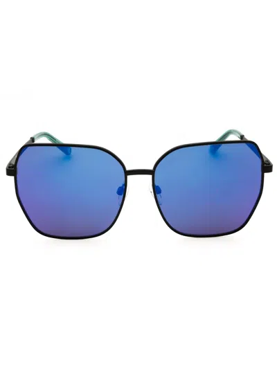 Fila Sleek Rectangular Metal Sunglasses For Women In Blue