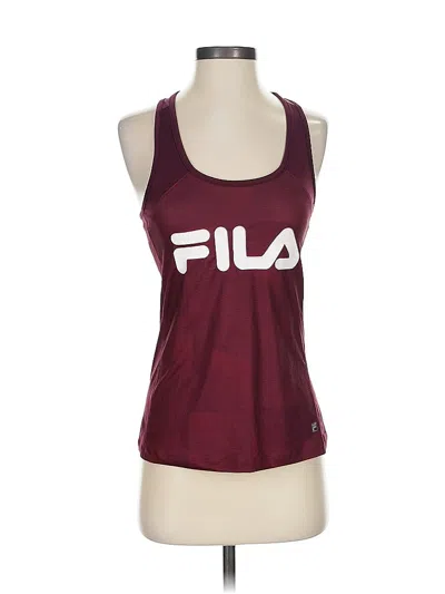 Pre-owned Fila Sleeveless Top Burgundy Halter Neckline Tops