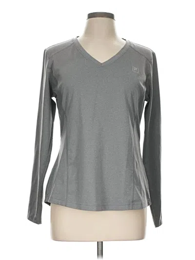 Pre-owned Fila Sport Long Sleeve Top Gray V-neck Tops