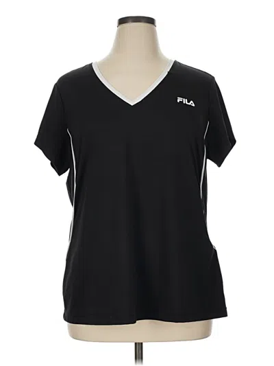 Pre-owned Fila Sport Short Sleeve Top Black V-neck Tops