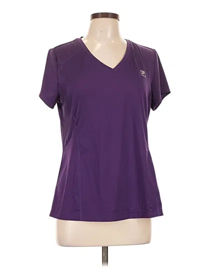 Pre-owned Fila Sport Short Sleeve Top Purple V-neck Tops