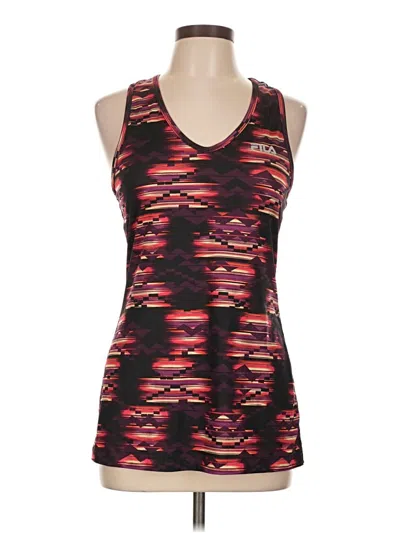 Pre-owned Fila Sport Tank Top Red Plunge Neckline Tops