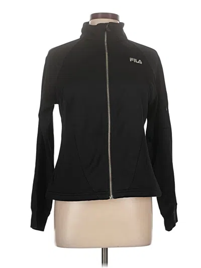 Pre-owned Fila Sport Zip Up Hoodie In Black