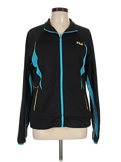 Pre-owned Fila Sport Zip Up Hoodie In Black