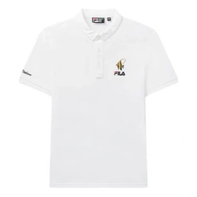 Fila Subject Embroidered Printing Short Sleeve Polo Shirt White
