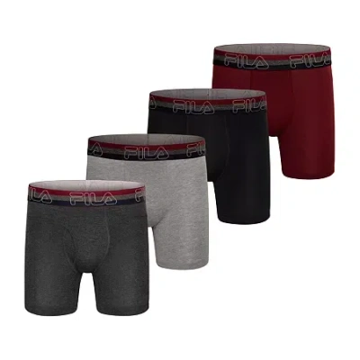 Fila Ultra Soft Stretch Mens 4 Pack Boxer Briefs Fm312bxcs28-001 In Multi