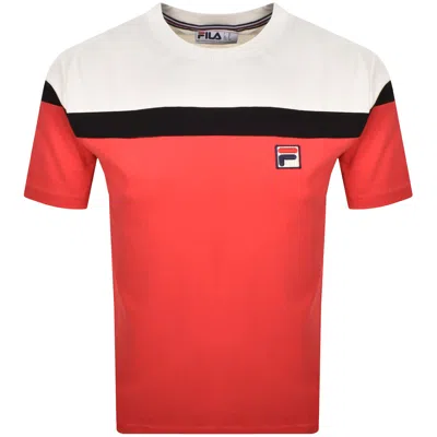 Fila Vintage Aiden Colour Block T Shirt Red