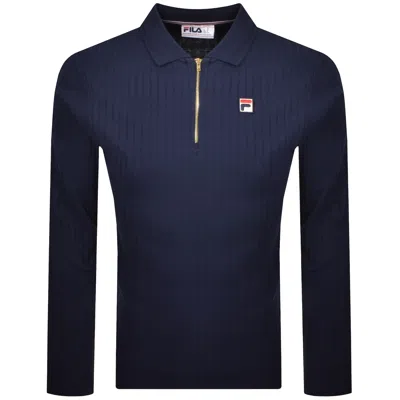 Fila Vintage Blake Polo T Shirt Navy In Blue