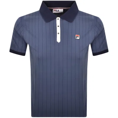 Fila Vintage Classic Stripe Polo T Shirt Blue