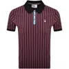 Fila Vintage Classic Stripe Polo T Shirt Burgundy In Multi