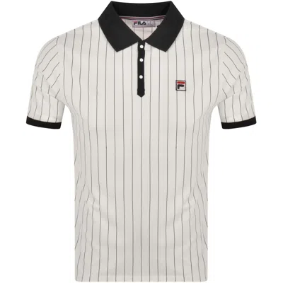 Fila Vintage Classic Stripe Polo T Shirt Cream In White
