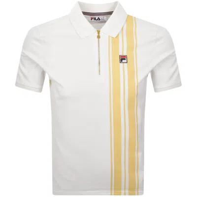 Fila Vintage Dario Zip Polo T Shirt Cream In Neutral