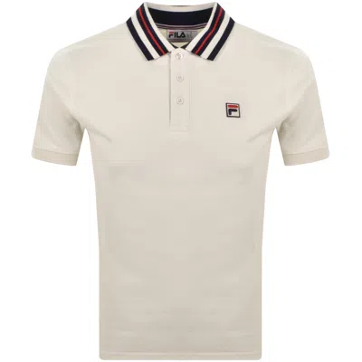 Fila Vintage Fila Achille Heritage Tape Polo T Shirt Off White