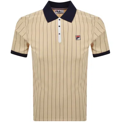 Fila Vintage Fila Bb1 Pinstripe Polo T Shirt Classic Beige In Brown