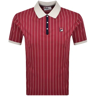 Fila Vintage Fila Bb1 Pinstripe Polo T Shirt Garnet Red